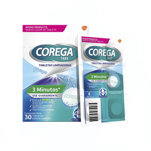 Limpiador de Prótesis Dentales Tabs 3 min 4 30 capsulas - Corega