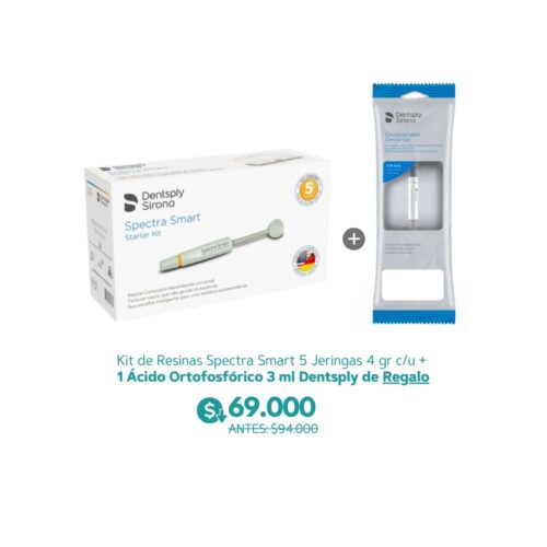 Kit de Resinas Spectra Smart 5 Jeringas 4 gr c/u +  1 Ácido Ortofosfórico 3 ml Dentsply de Regalo - Dentsply Sirona