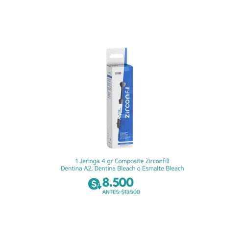 1 Jeringa 4 gr Composite Zirconfill Dentina A2, Dentina Bleach o Esmalte Bleach - Maquira